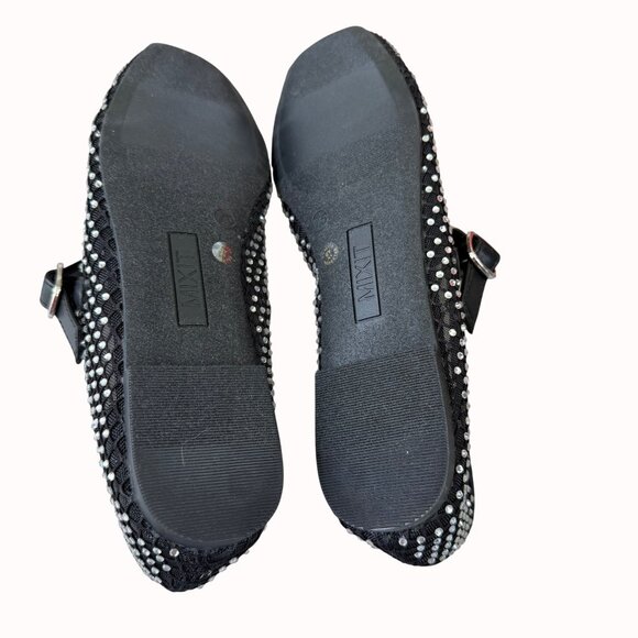 Mixit Mary Jane Ballet Flats Sz 7.5 Shoes Dazzling Stud Rhinestones Square Toe - Picture 5 of 15